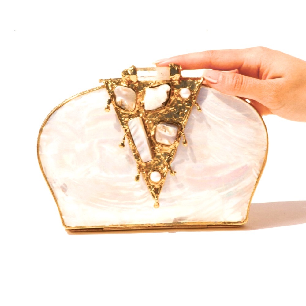 RAMLA La Perle Luxury Handmade Bag ✨ Mother of Pearl Clutch NWT